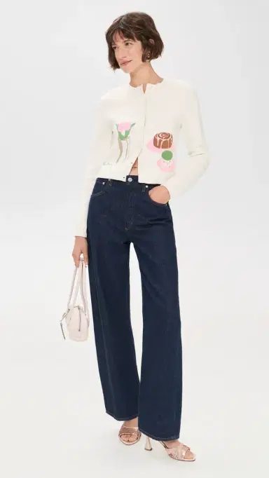 House of Sunny Collarless Picture Knit Cardigan Ivory 6 | Thumbnail 5