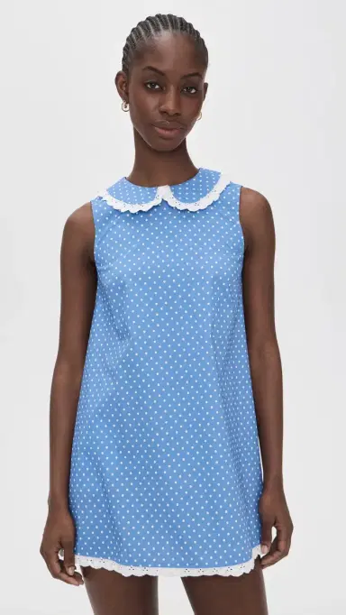 CAROLINE CONSTAS Juliette Mini Dress Periwinkle White | Thumbnail 2