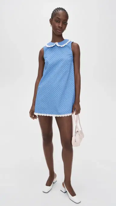 CAROLINE CONSTAS Juliette Mini Dress Periwinkle White | Thumbnail 5