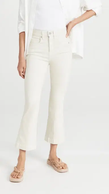 Veronica Beard Jean Carson High Rise Ankle Flare Jeans Ecru | Thumbnail 2 Veronica Beard Jean Carson High Rise Ankle Flare Jeans Ecru | Thumbnail 2