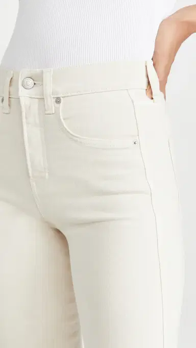 Veronica Beard Jean Carson High Rise Ankle Flare Jeans Ecru | Thumbnail 6 Veronica Beard Jean Carson High Rise Ankle Flare Jeans Ecru | Thumbnail 6
