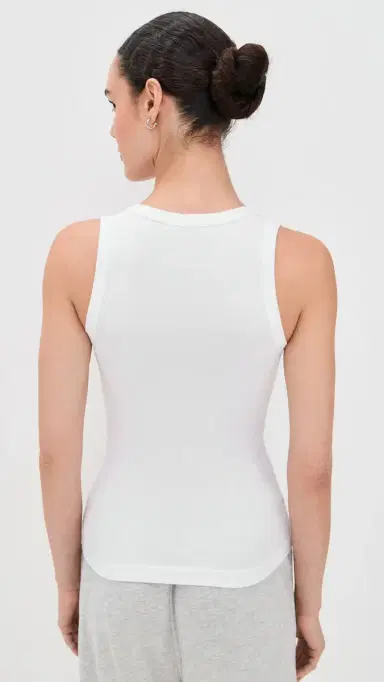 perfectwhitetee Jordan U Neck Ribbed Tank White L | Thumbnail 3