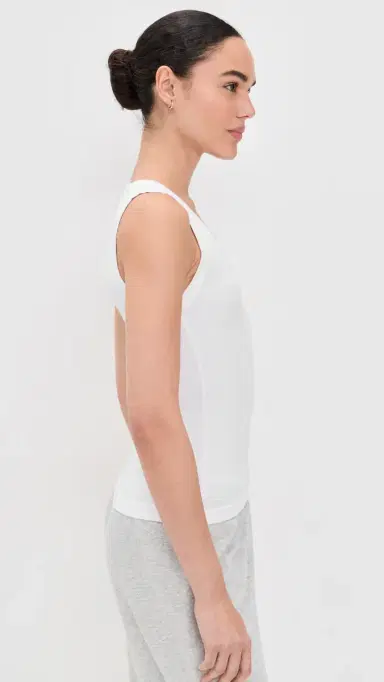 perfectwhitetee Jordan U Neck Ribbed Tank White L | Thumbnail 4