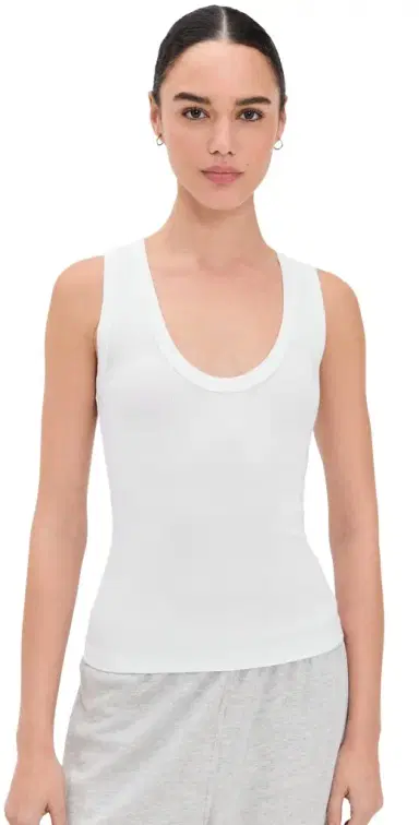 perfectwhitetee Jordan U Neck Ribbed Tank White L | Thumbnail 1