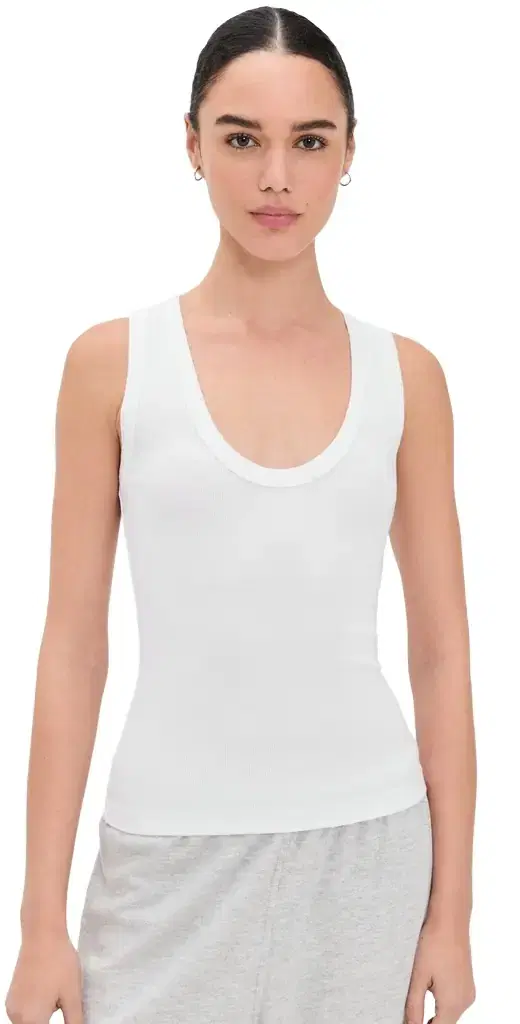 perfectwhitetee Jordan U Neck Ribbed Tank White