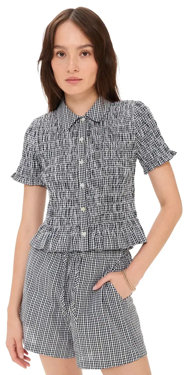 Alton Top Black Gingham