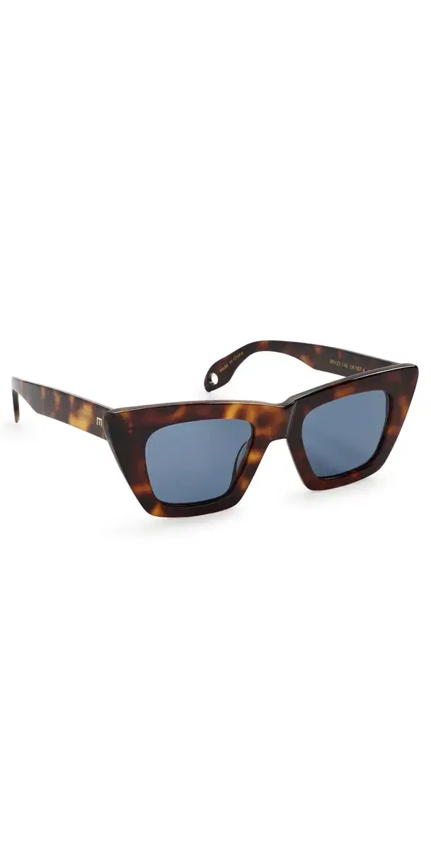 Elisa Johnson Lori Sunglasses Brown Tortoise Dark Blue Lens One Size
