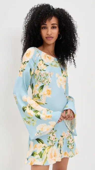 Hemant and Nandita Floral Mini Dress Blue | Thumbnail 2