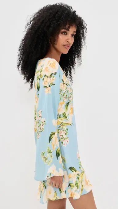 Hemant and Nandita Floral Mini Dress Blue | Thumbnail 4