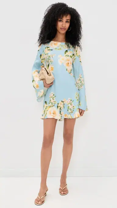 Hemant and Nandita Floral Mini Dress Blue | Thumbnail 5