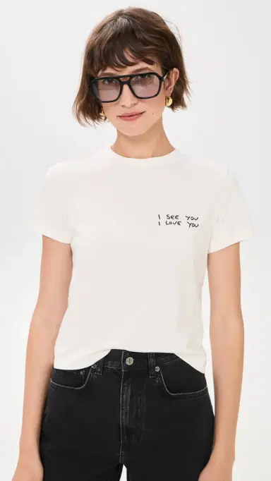 ANINE BING I ee You I Love You helley Tee Washed Cream | Thumbnail 2