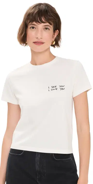 ANINE BING I ee You I Love You helley Tee Washed Cream | Thumbnail 1