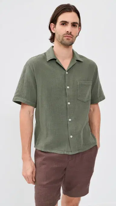 Corridor Double Cloth Short Sleeve Top Army | Thumbnail 2 Corridor Double Cloth Short Sleeve Top Army | Thumbnail 2