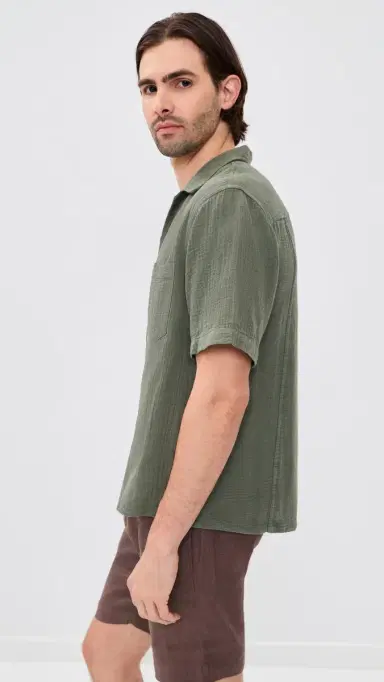 Corridor Double Cloth Short Sleeve Top Army | Thumbnail 4 Corridor Double Cloth Short Sleeve Top Army | Thumbnail 4