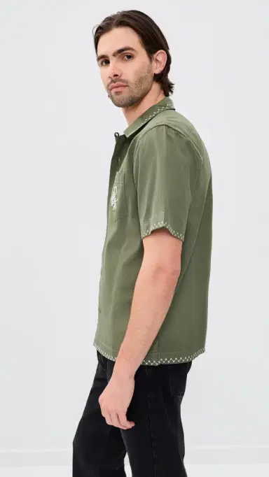 Service Works Border Shirt Olive S | Thumbnail 4 Service Works Border Shirt Olive S | Thumbnail 4