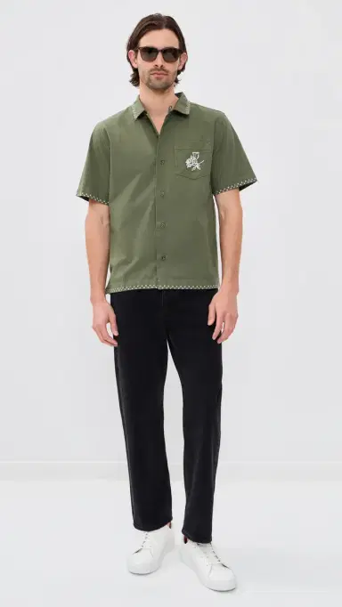 Service Works Border Shirt Olive S | Thumbnail 5 Service Works Border Shirt Olive S | Thumbnail 5