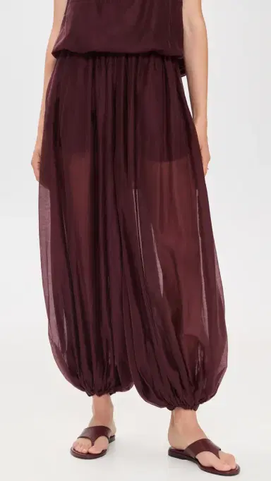 MEIMEIJ Elastic Waist Oversized Balloon Pants Sangria | Thumbnail 2