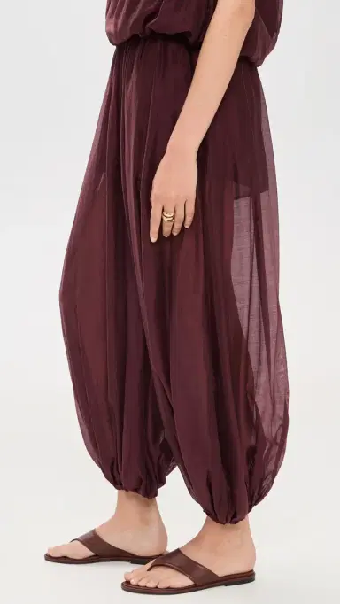 MEIMEIJ Elastic Waist Oversized Balloon Pants Sangria | Thumbnail 4