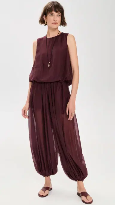 MEIMEIJ Elastic Waist Oversized Balloon Pants Sangria | Thumbnail 5