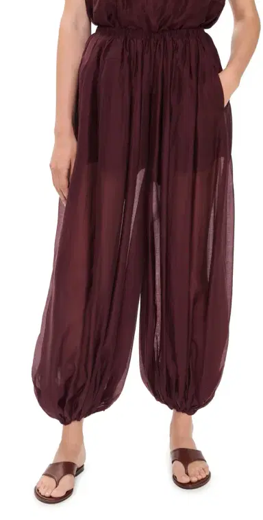 MEIMEIJ Elastic Waist Oversized Balloon Pants Sangria | Thumbnail 1