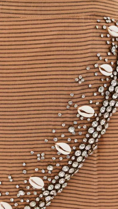 La Vie Style House Cowrie Shell Jeweled Mini Wrap Skirt Tan One Size | Thumbnail 6 La Vie Style House Cowrie Shell Jeweled Mini Wrap Skirt Tan One Size | Thumbnail 6