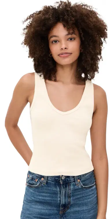 perfectwhitetee tructured Rib V-Neck Tank ugar | Thumbnail 1 perfectwhitetee tructured Rib V-Neck Tank ugar | Thumbnail 1