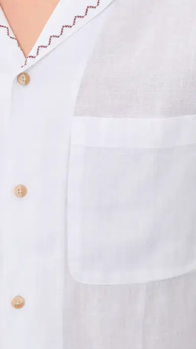 Frescobol Carioca Alves Linen ol E Mar Embroidery Shirt White | Thumbnail 6 Frescobol Carioca Alves Linen ol E Mar Embroidery Shirt White | Thumbnail 6