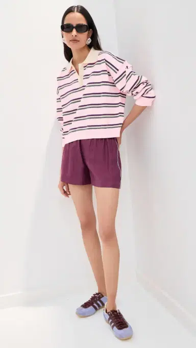 LE BOP Zadie Crop Polo Ballet Pink Stripe | Thumbnail 6 LE BOP Zadie Crop Polo Ballet Pink Stripe | Thumbnail 6