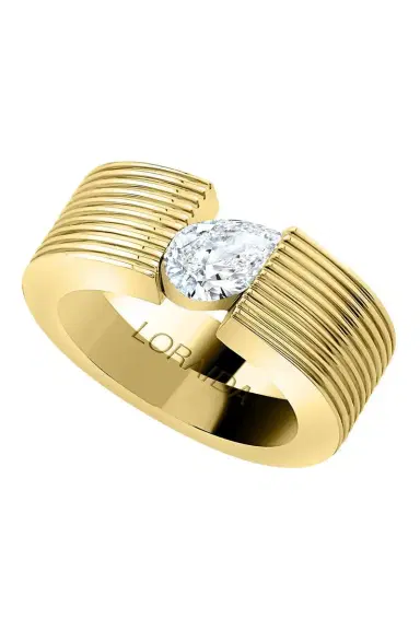 LORAIDA Diamond Pear Orbit Pinky Ring | Thumbnail 1