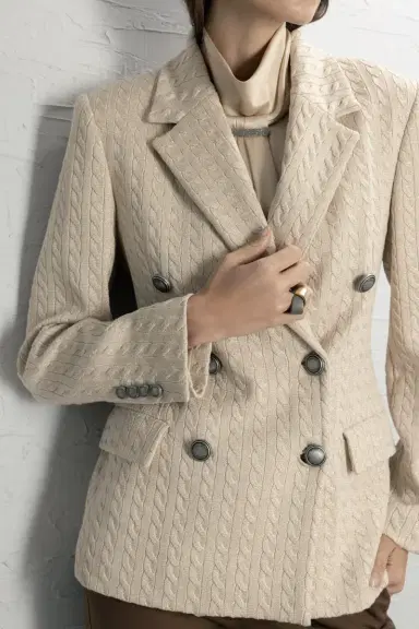 Brunello Cucinelli Double Breasted Knit Sparkling Blazer | Thumbnail 2