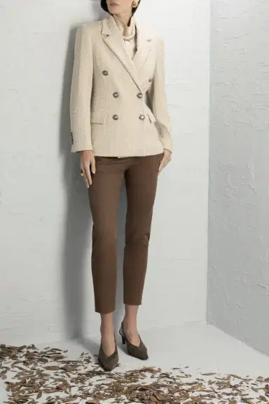 Brunello Cucinelli Double Breasted Knit Sparkling Blazer | Thumbnail 3