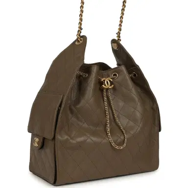 Chanel Chanel Medium 25 Hobo Bag Dark Khaki Caviar Antique Gold Hardware | Thumbnail 2