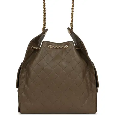 Chanel Chanel Medium 25 Hobo Bag Dark Khaki Caviar Antique Gold Hardware | Thumbnail 4