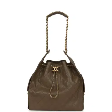 Chanel Chanel Medium 25 Hobo Bag Dark Khaki Caviar Antique Gold Hardware | Thumbnail 7