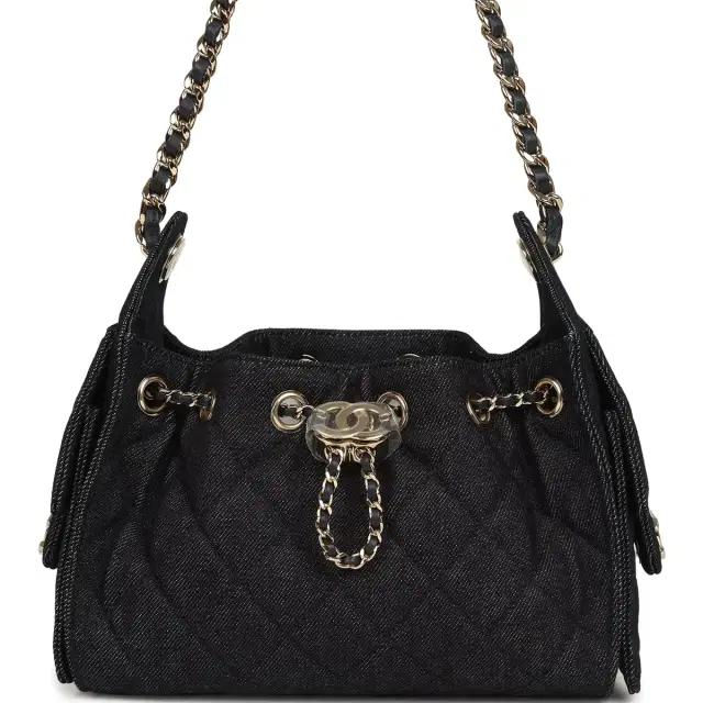 Chanel Chanel Mini 25 Hobo Bag Dark Blue Denim Light Gold Hardware