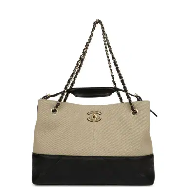Chanel Chanel Small Coco Base Hobo Bag Beige Canvas and Black Shiny Lambskin Gold Hardware | Thumbnail 8