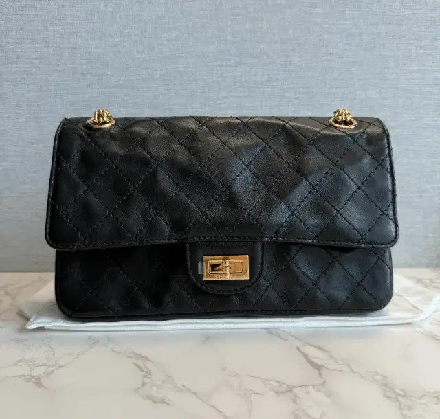 Chanel Chanel Small Reissue 225 2.55 Crush Double Flap Bag Black Lambskin Gold Hardware
