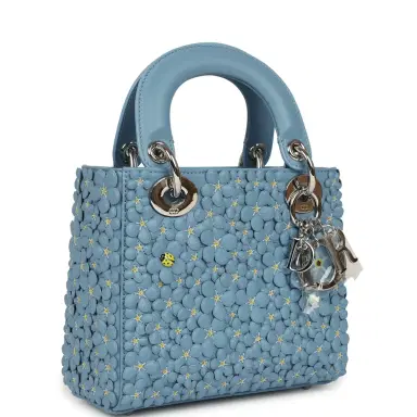 Dior Christian Dior Mini Lady Dior Bag "Myosotis" Bleu Myosotis Lambskin Silver Hardware | Thumbnail 2 Dior Christian Dior Mini Lady Dior Bag "Myosotis" Bleu Myosotis Lambskin Silver Hardware | Thumbnail 2