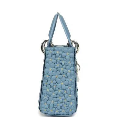 Dior Christian Dior Mini Lady Dior Bag "Myosotis" Bleu Myosotis Lambskin Silver Hardware | Thumbnail 3 Dior Christian Dior Mini Lady Dior Bag "Myosotis" Bleu Myosotis Lambskin Silver Hardware | Thumbnail 3