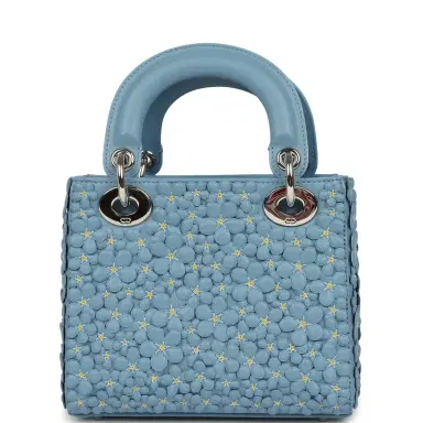 Dior Christian Dior Mini Lady Dior Bag "Myosotis" Bleu Myosotis Lambskin Silver Hardware | Thumbnail 4 Dior Christian Dior Mini Lady Dior Bag "Myosotis" Bleu Myosotis Lambskin Silver Hardware | Thumbnail 4