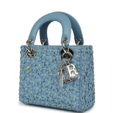 Dior Christian Dior Mini Lady Dior Bag "Myosotis" Bleu Myosotis Lambskin Silver Hardware | Thumbnail 5 Dior Christian Dior Mini Lady Dior Bag "Myosotis" Bleu Myosotis Lambskin Silver Hardware | Thumbnail 5