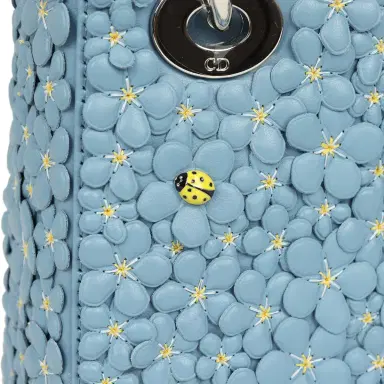 Dior Christian Dior Mini Lady Dior Bag "Myosotis" Bleu Myosotis Lambskin Silver Hardware | Thumbnail 8 Dior Christian Dior Mini Lady Dior Bag "Myosotis" Bleu Myosotis Lambskin Silver Hardware | Thumbnail 8