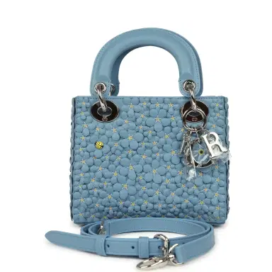Dior Christian Dior Mini Lady Dior Bag "Myosotis" Bleu Myosotis Lambskin Silver Hardware | Thumbnail 1 Dior Christian Dior Mini Lady Dior Bag "Myosotis" Bleu Myosotis Lambskin Silver Hardware | Thumbnail 1