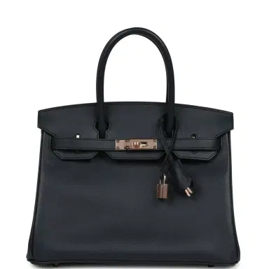 HERMÈS Hermes Birkin 30 Bleu Indigo Epsom Rose Gold Hardware | Thumbnail 1