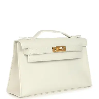 HERMÈS Hermes Kelly Pochette New White Swift Gold Hardware | Thumbnail 2
