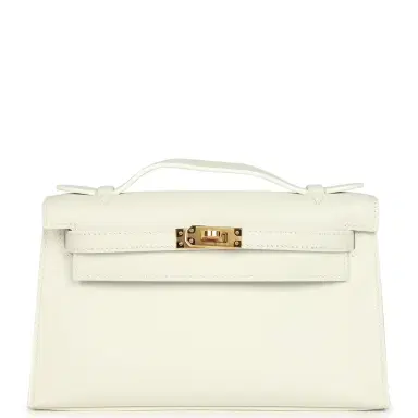 HERMÈS Hermes Kelly Pochette New White Swift Gold Hardware | Thumbnail 1
