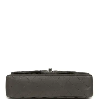 Chanel Pre-owned Chanel Medium Classic Double Flap Bag Charcoal Metallic Goatskin Aged Ruthenium Hardware | Thumbnail 6