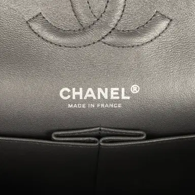 Chanel Pre-owned Chanel Medium Classic Double Flap Bag Charcoal Metallic Goatskin Aged Ruthenium Hardware | Thumbnail 8