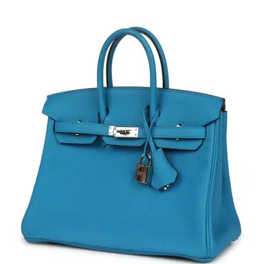 HERMÈS Pre-owned Hermes Birkin 25 Bleu Zanzibar Togo Palladium Hardware | Thumbnail 5 HERMÈS Pre-owned Hermes Birkin 25 Bleu Zanzibar Togo Palladium Hardware | Thumbnail 5