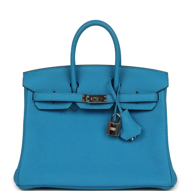 hermes Pre-owned Hermes Birkin 25 Bleu Zanzibar Togo Palladium Hardware